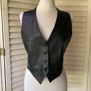 Karen Kane Black Tuxedo Style Leather Vest